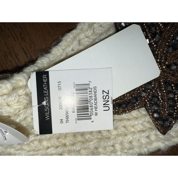 Beaded Statement Knit Headband Cream Boho Winter Ear Warmer One Size - Picture 5 of 7